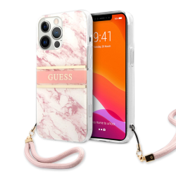 Futrola Guess Marble Strap za iPhone 13 Pro roze (GUHCP13LKMABPI).
