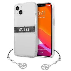 Futrola Guess 4G Stripe Charm za iPhone 13 siva (GUHCP13MKB4GGR).