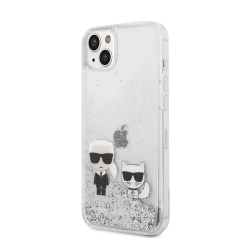 Futrola Karl Lagerfeld Hc Liquid Glitter Karl&Choupette za iPhone 14 Plus srebrna(KLHCP14MGKCS).