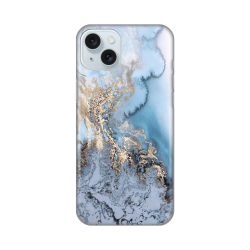 Silikonska futrola print za iPhone 15 Plus Blue Gold Marble.