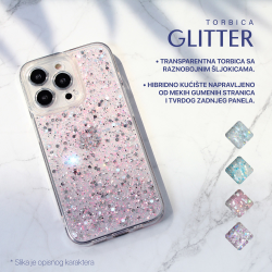 Futrola Glitter za iPhone 15 Pro Max 6.7 roze.