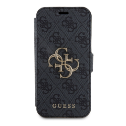 Futrola Guess Bk Pu leather 4G Metal Logo za iPhone 15 Pro 6.1 siva (GUBKP15L4GMGGR).