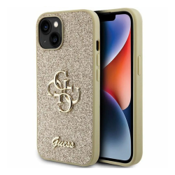 Futrola Guess Hc Fixed Glitter 4G Big Metal Logo za iPhone 15 zlatna (GUHCP15SHG4SGD).