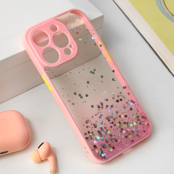 Futrola Frame Glitter za iPhone 15 Pro 6.1 roze.