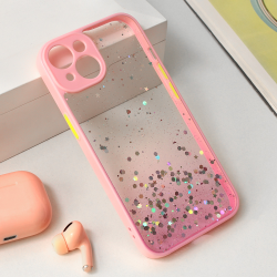 Futrola Frame Glitter za iPhone 15 roze.