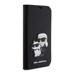 Futrola Karl Lagerfeld Saffiano BP Nft Karl&Choupette za iPhone 15 Pro 6.1 crna(KLBKP15LSANKCPK).