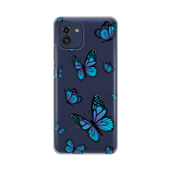 Silikonska futrola print Skin za Samsung A035 Galaxy A03 Blue butterfly.