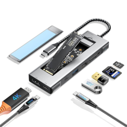 Adapter Type C na HDMI, Type C, PD, USB 3.0, USB 2.0, SD card, TF i M.2 NVMe 8 u 1 20cm kabl.