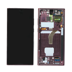 LCD Displej / ekran za Samsung S908 Galaxy S22 Ultra 5G + touchscreen + frame Burgundy Purple Service Pack ORG/GH82-27488B.