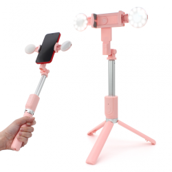 Mini tripod sa LED rasvetom R8 pink.