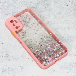 Futrola Frame Glitter za Xiaomi Redmi Note 10 5G roze.