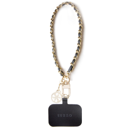 Traka za telefon Guess HDSP PU Saffiano Chain Strap 4G Charm crna (GUOUCHSAMC4K).