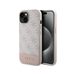 Futrola Guess Hc PC/TPU 4G Bottom Stripe za iPhone 15 roze (GUHCP15SG4GLPI).