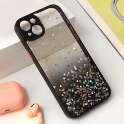 Futrola Frame Glitter za iPhone 15 Plus crna.