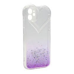 Futrola Sparkly Heart za iPhone 12 ljubicasta (MS).