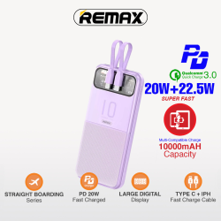 Power Bank baterija with 2 Fast Charging Cables REMAX Stervui Series RPP-619 PD 20W+ QC 22.5W 10000mAh ljubicasti.