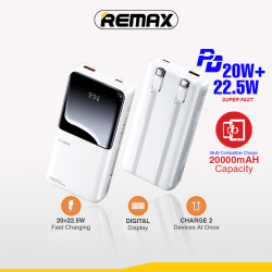 Power Bank baterija with 2 Fast Charging Cables REMAX Cynlle Series RPP-680 PD 20W+QC 22.5W 20000mAh beli.