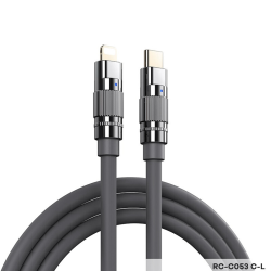 Data kabl REMAX Wefon 20W Zinc-Alloy Elastic with Light RC-C053 (type C-Lightning) siva.