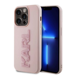 Futrola Karl Lagerfeld 3D Rubber Glitter Logo za iPhone 15 Pro Max 6.7 roze (KLHCP15X3DMBKCP).