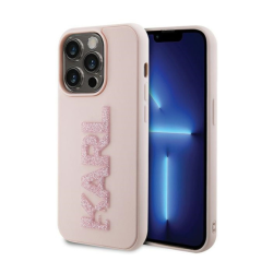 Futrola Karl Lagerfeld 3D Rubber Glitter Logo za iPhone 15 Pro 6.1 roze (KLHCP15L3DMBKCP).
