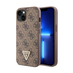 Futrola Guess Hc PU Leather 4G Triangle Strass za iPhone 15 braon (GUHCP15SP4TDPW).