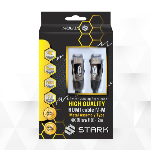 Kabl STARK HDMI M-M pozlacen 4K metalno kuciste 2m.