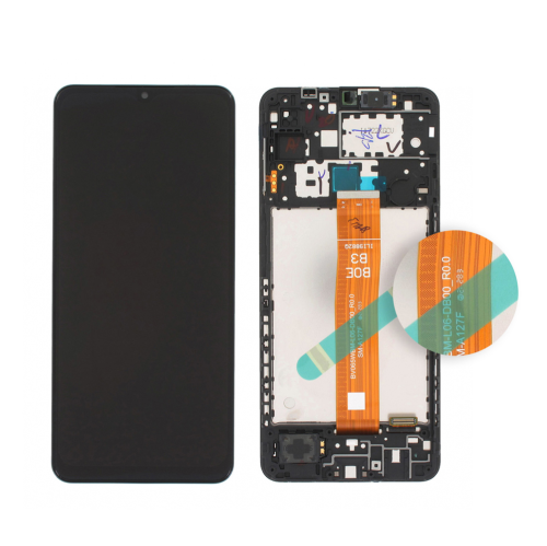 LCD Displej / ekran za Samsung A125 Galaxy A12 + touchscreen + frame Black Service Pack ORG/GH82-26485A.