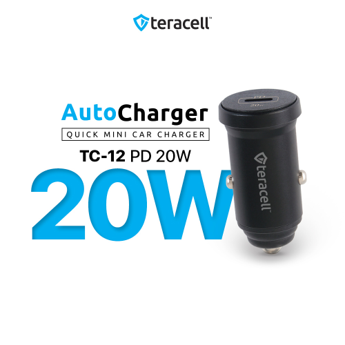 Auto punjac Teracell Evolution TC-12 PD 20W crni sa PD Type C kablom crni.