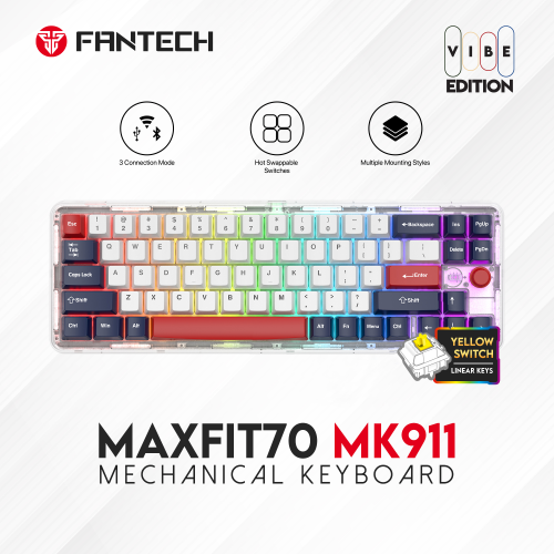 Tastatura Mehanicka Gaming Fantech MK911 RGB Vibe Maxfit 70 London Tour Wireless (Yellow switch).