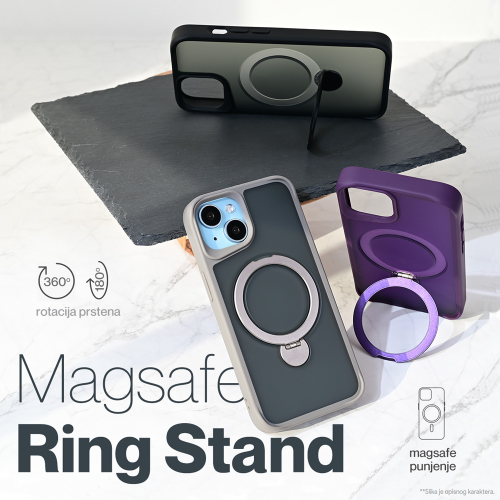 Futrola Magsafe Ring Stand za iPhone 16 Pro Max 6.9 siva.