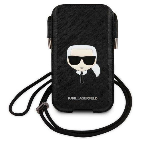 Futrola Karl Lagerfeld Pouch Pu Saffiano Karl Head Large za telefone do 6,7" crna ( KLHCP12LOPHKHK).