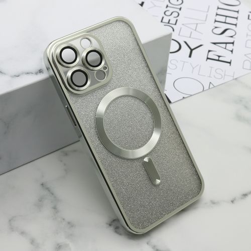 Futrola GLITTER MAGSAFE za iPhone 15 Pro Max (6.7) srebrna (MS).