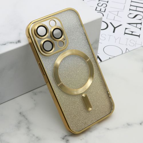 Futrola GLITTER MAGSAFE za iPhone 15 Pro (6.1) zlatna (MS).