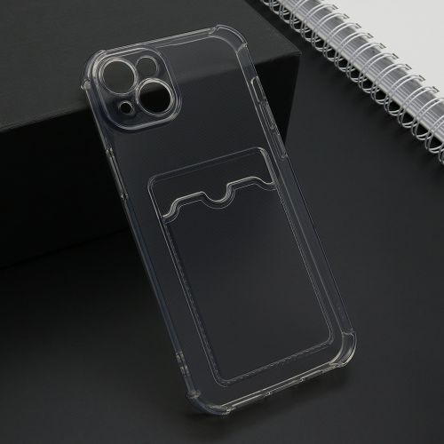 Futrola Transparent CARD POCKET za iPhone 15 Plus siva (MS).