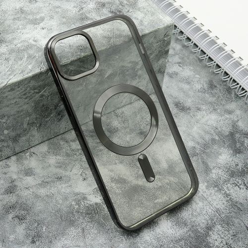 Futrola providna ELEGANT MAGSAFE za iPhone 15 Plus crna (MS).