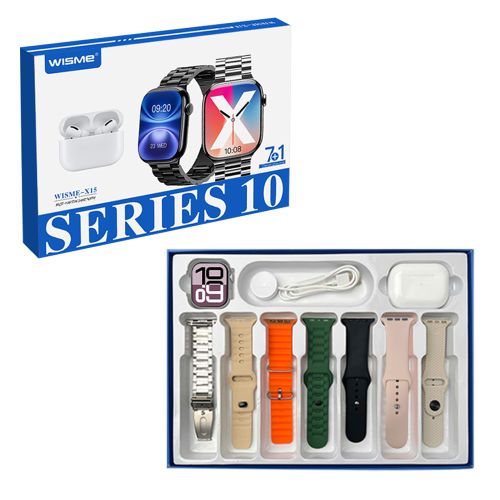 Smart watch WISME-X15 srebrni i bluetooth slusalice set (7 narukvica) (MS).