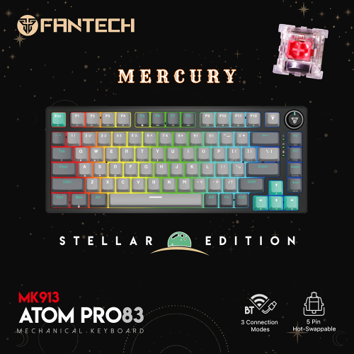 Tastatura Mehanicka Gaming Fantech MK913 RGB Atom PRO83 Wireless Mercury (red switch).