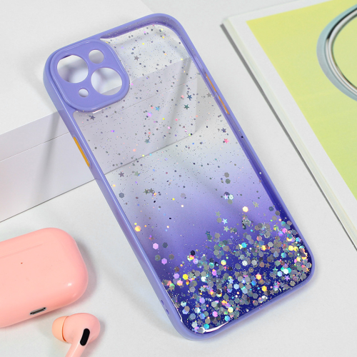 Futrola Frame Glitter za iPhone 15 Plus ljubicasta.