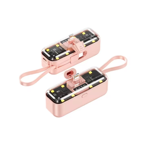 Power Bank baterija prenosiva baterija privezak Oxpower 5000mAh lightning roze.