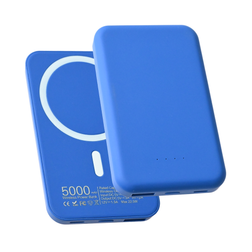 Power Bank baterija prenosiva baterija Magsafe PD 5000 mAh plava.