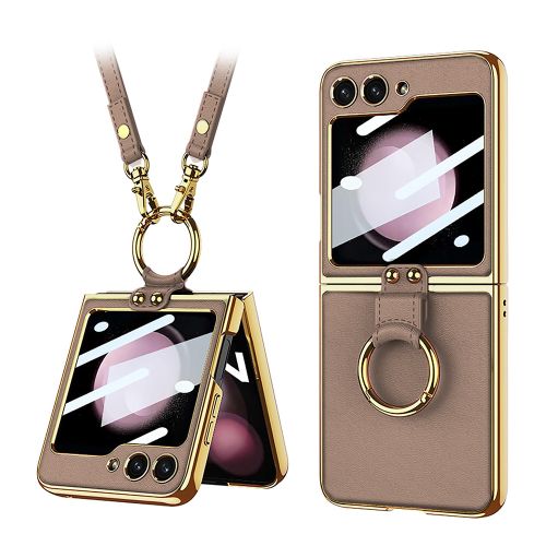 Futrola GOLD EDGE za Samsung F741B Galaxy Z Flip 6 5G braon (GKK case) (MS).