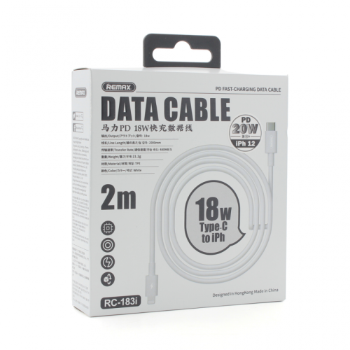 Data kabl REMAX RC-183 PD 20W Type C na iPhone lightning 2m beli.