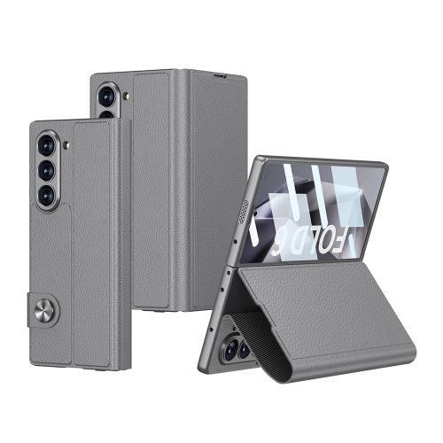 Futrola LEATHER za Samsung Galaxy Z Fold 6 5G siva (GKK case) (MS).
