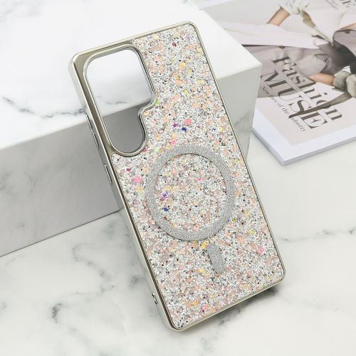 Futrole GLAM GLOW MagSafe za Samsung S938 Galaxy S25 Ultra 5G srebrna (MS).