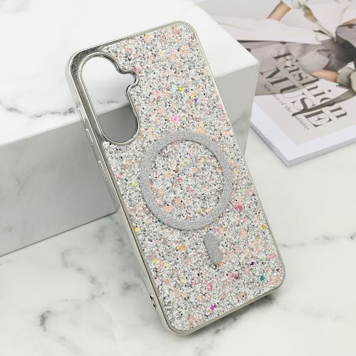 Futrole GLAM GLOW MagSafe za Samsung A366 Galaxy A36 5G srebrna (MS).