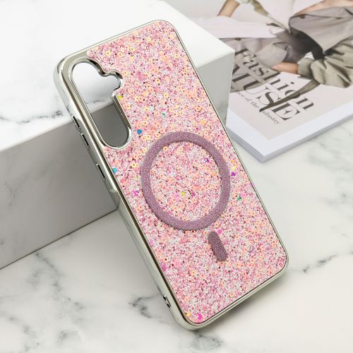 Futrole GLAM GLOW MagSafe za Samsung A556 Galaxy A55 5G roze (MS).