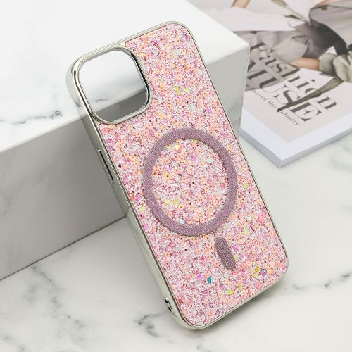 Futrole GLAM GLOW MagSafe za iPhone 13 (6.1) roze (MS).
