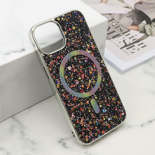 Futrole GLAM GLOW MagSafe za iPhone 13 (6.1) crna (MS).