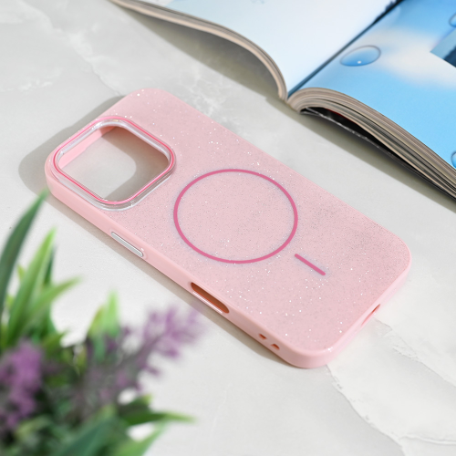 Futrola Magsafe Sparkle Dust za iPhone 16 Pro roze.