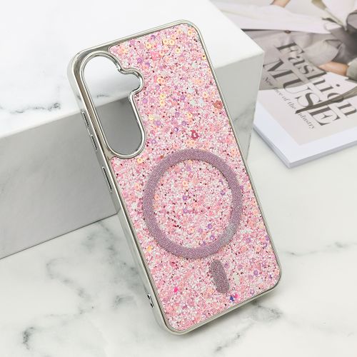 Futrola GLAM GLOW MagSafe za Samsung S921 Galaxy S24 5G/Samsung S931 Galaxy S25 5G roze (MS).